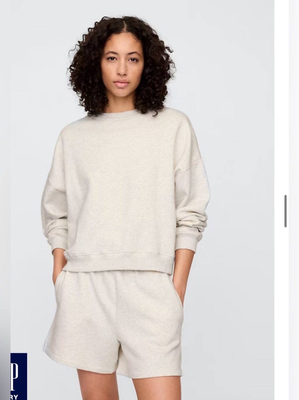 GAP Relaxed Wedge Crewneck Sweatshirt XXL Pale Grey Heather